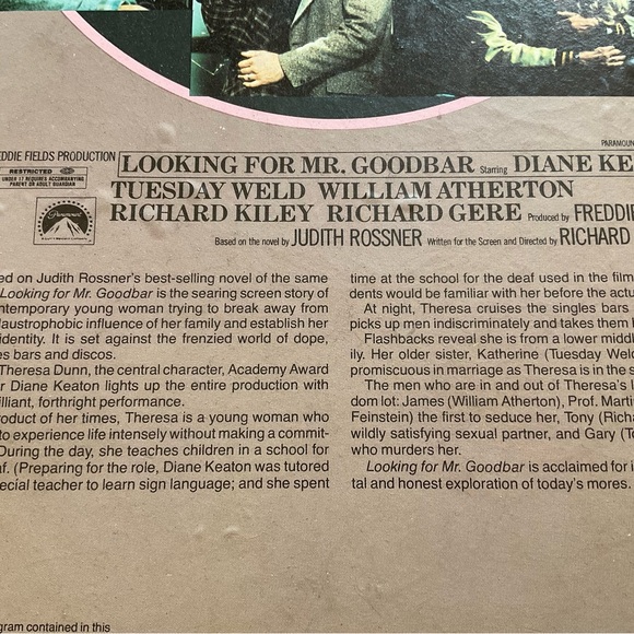 RCA SELECTAVISION VIDEOdiscs LOOKING FOR MR GOODBAR 1977 original movie D.Keaton - Picture 3 of 3